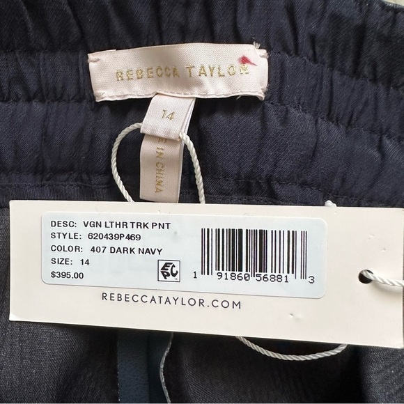 Rebecca Taylor Pants Vegan Leather Track Pant Crop Dark Navy Blue 14 NWT New - Picture 8 of 13